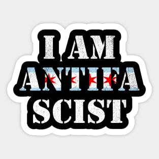 I Am Anti Fascist Chicago Flag Political Activism Sticker